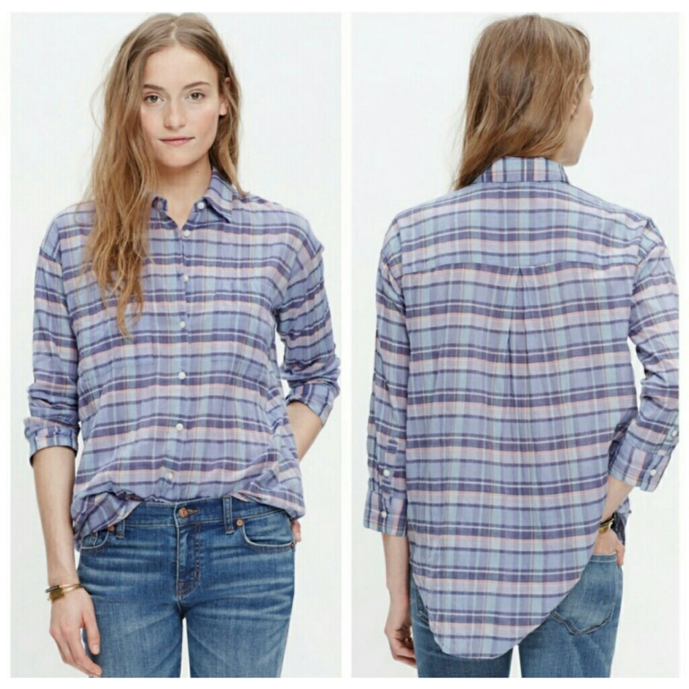 Madewell Plaid Shrunken Trapeze Shirt Size Small